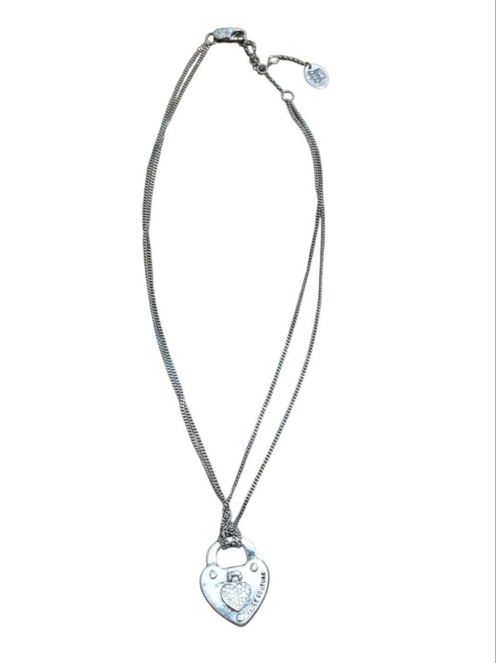Juicy Couture Silver Heart Locket Necklace 19" Adjustable